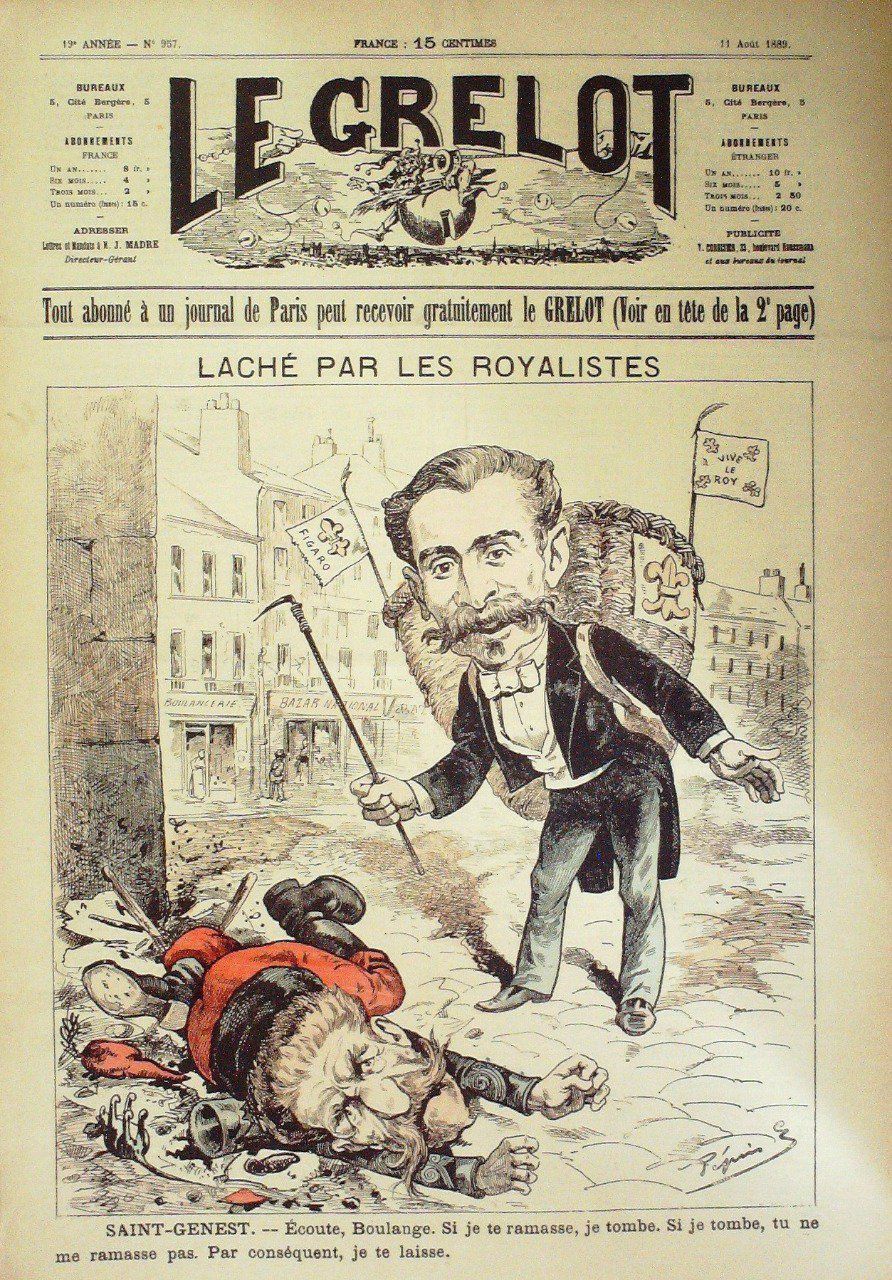 Le Grelot 1889 n°957 LACHE par les ROYALISTES ST GENEST PEPIN