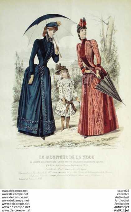 Gravure Mode Le Moniteur 1889 # 10 (Old Fashion plate)