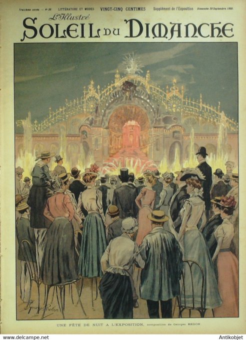 Soleil du Dimanche 1900 n°38 Chine baie Takou jonques chinoises théâtre français