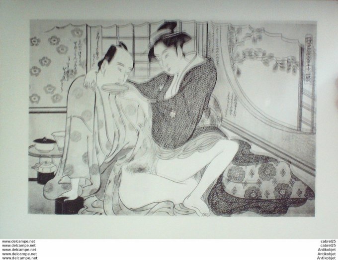 Estampe Japonaise scène érotique (Kitagawa Utamaro 1753-1806)