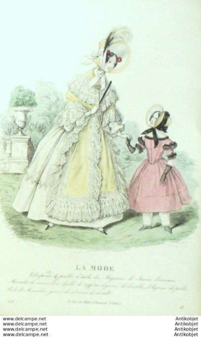Gravure La mode 1836 # 516 (aquarelle old Fashion plate)