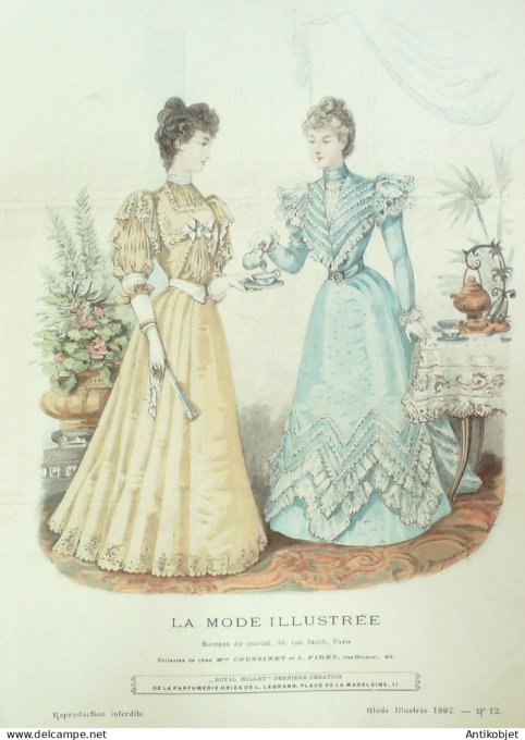 Gravure Mode illustree 1897 # 12 (Old Fashion plate) RARE