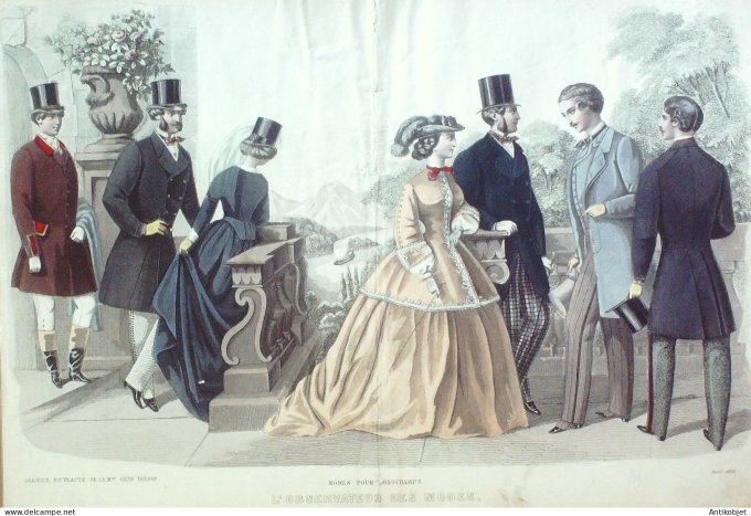 Gravure Mode L'Observateur 1860- 4 (Old Fashion plate) rare Amazone