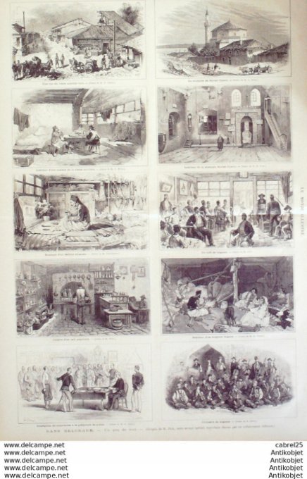 Le Monde illustré 1876 n°1008 Turquie Beicos Constantinople Serbie Belgrade Boriah Djanir Poste Kara