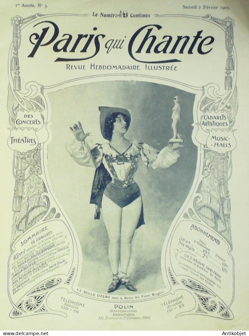 Paris qui chante 1903 n°  3 Meyer Deval Fugère Myriel Fragson Galipaux Dulac