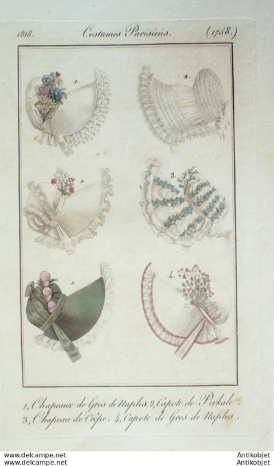 Costume Parisien 1818 # 1758 Capote de perkale