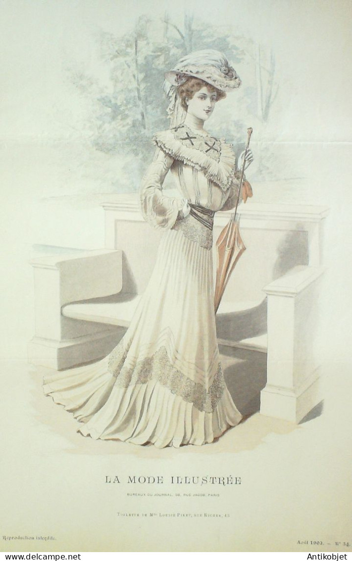Gravure Mode illustree 1902 # 34 (Old Fashion plate) RARE