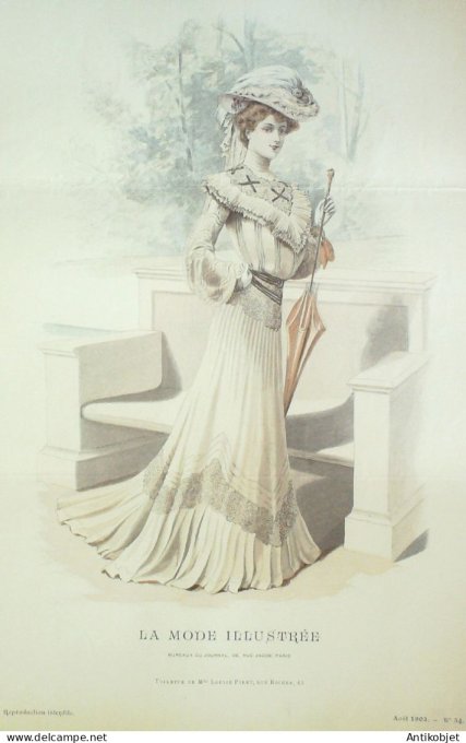 Gravure Mode illustree 1902 # 34 (Old Fashion plate) RARE