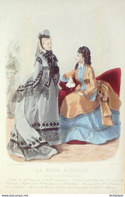 Gravure La Mode actuelle 1873 #  83 (Old Fashion plate) Amazone cavaliere