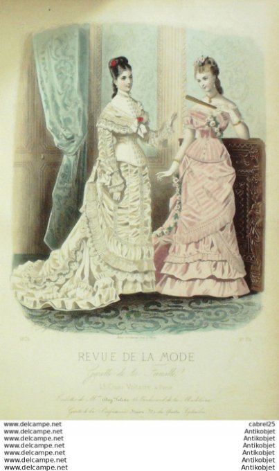 Gravure Mode La Gazette 1875 # 194 (Old Fashion plate)