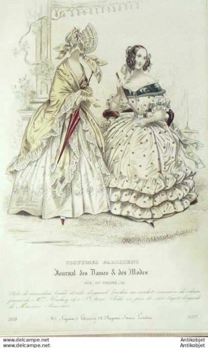 Costume Parisien 1838 # 3577 Robe mousseline & organdi