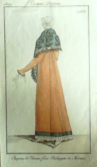 Gravure Mode Costume Parisien 1809 #  959 (eau forte old Fashion plate