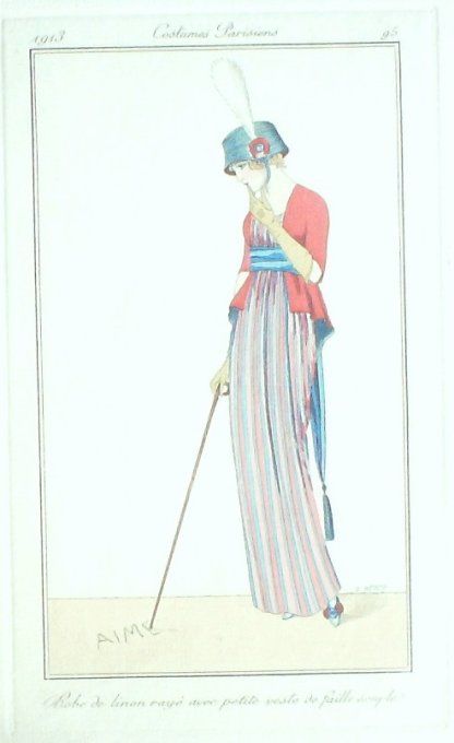 Berty B Pochoir Mode Art Deco n°  95-1913 Journal des Dames