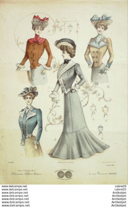 Gravure Mode Le Coquet 1901 # 20 (Old Fashion plate)
