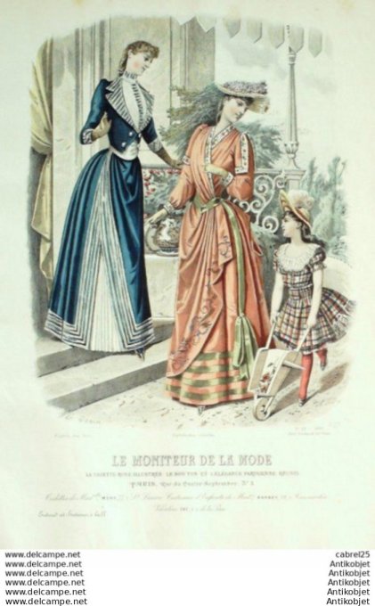 Gravure Mode Le Moniteur 1889 # 22 (Old Fashion plate)