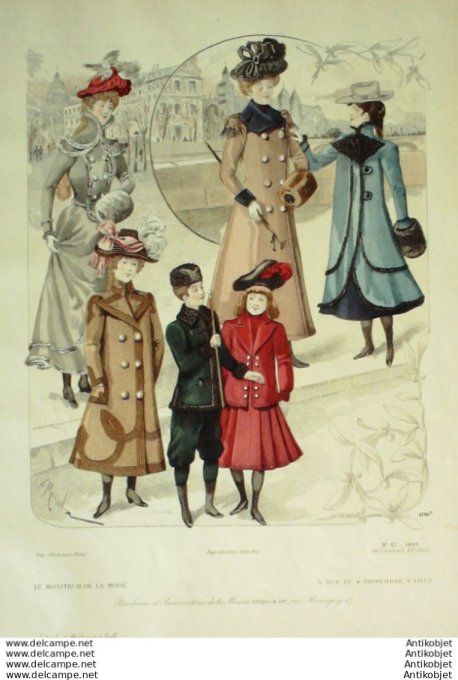 Gravure Mode Le Moniteur 1899 # 47 (Old Fashion plate)