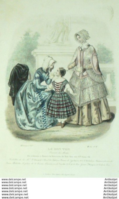 Gravure Mode Le Bon Ton 1846 13 #  5 (aquarelle old fashion plate)