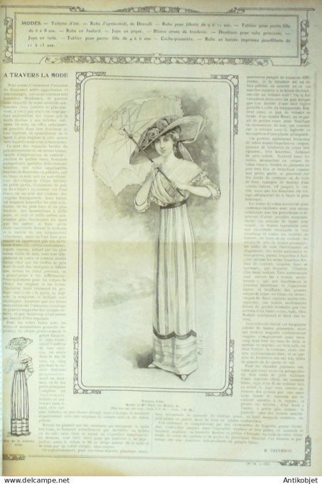 La Mode illustrée journal 1911 n° 24 Toilettes Costumes Passementerie