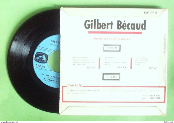 Bécaud Gilbert 45T EP Et maintenant (languette) 1961