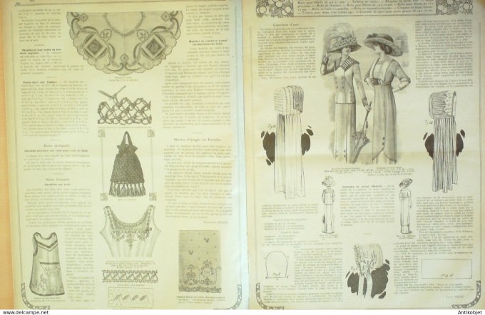 La Mode illustrée journal 1911 n° 24 Toilettes Costumes Passementerie