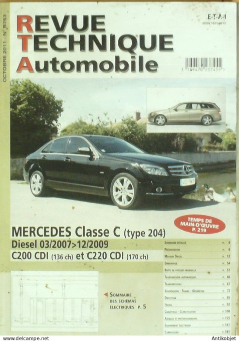 Revue Tech. Automobile 2011 n°B753 Mercedes-Benz classe C type 204