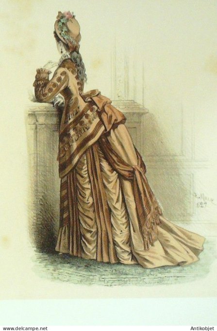 Gravure Mode Elegance Parisienne 1872 # 527 (Old Fashion plate)