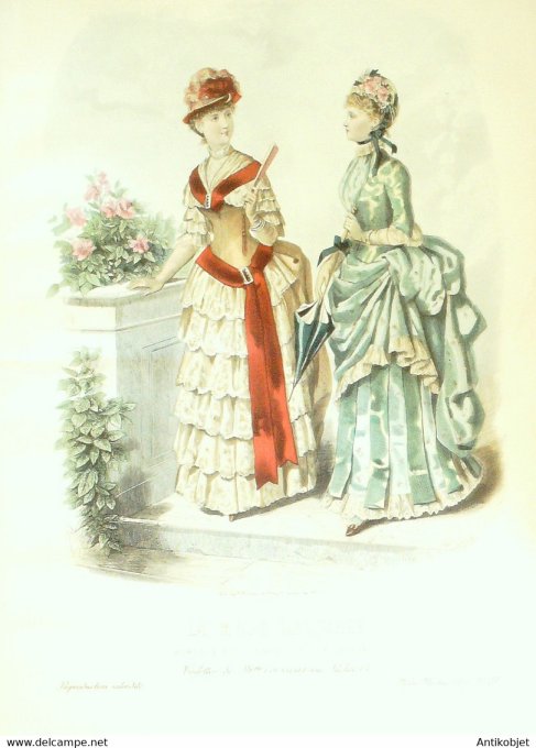 Gravure de mode La Mode illustrée 1884 n°28 (Maison Coussinet)