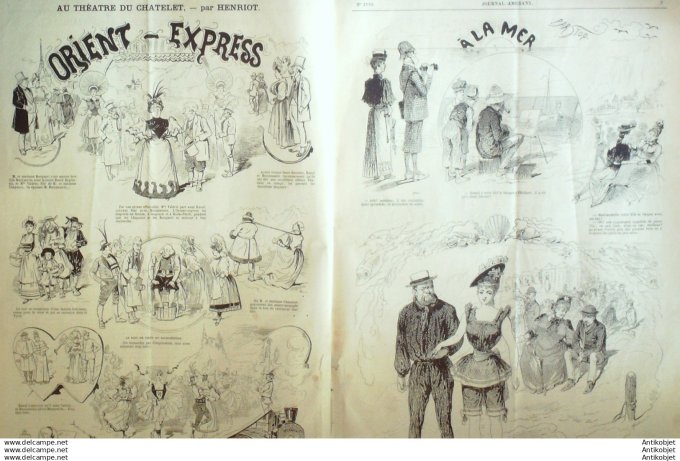 Le Journal Amusant 1890 # 1770 Theatre Orient-Express par Henriot A la mer par Stop Nos paysans par 