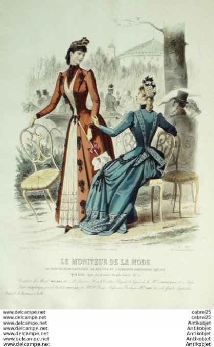 Gravure Mode Le Moniteur 1889 # 16 (Old Fashion plate)