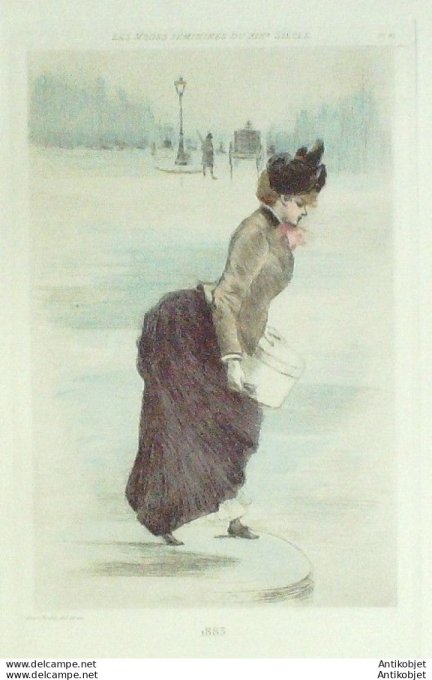 Gravure Mode Boutet (pointe seche aquarellee old Fashion plate) Pl 83-1902