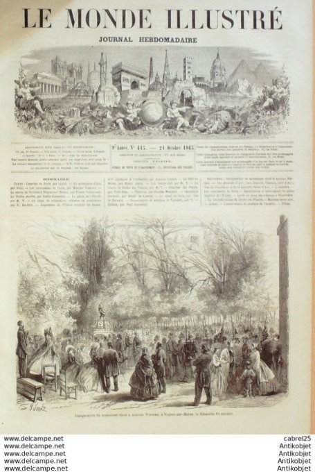 Le Monde illustré 1865 n°445 Nogent Sur Marne (94) Watteau Ars Angleterre Wimbledon