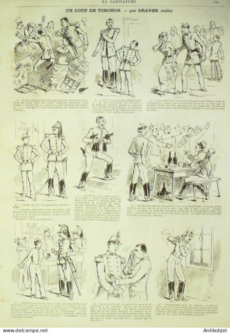 La Caricature 1882 #126 Coup de torchon Draner Excursion du Salon Robida Trock
