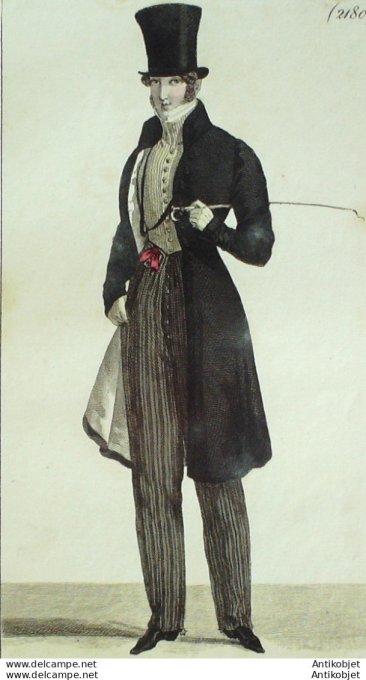 Costume Parisien 1823 # 2180 Redingote homme drap tresses d'olives