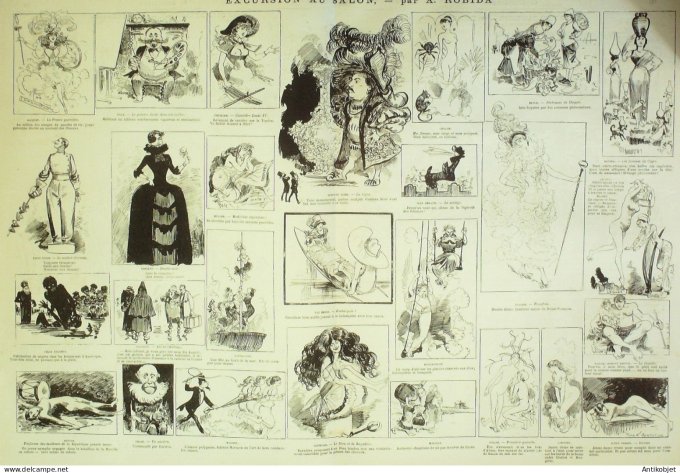 La Caricature 1882 #126 Coup de torchon Draner Excursion du Salon Robida Trock