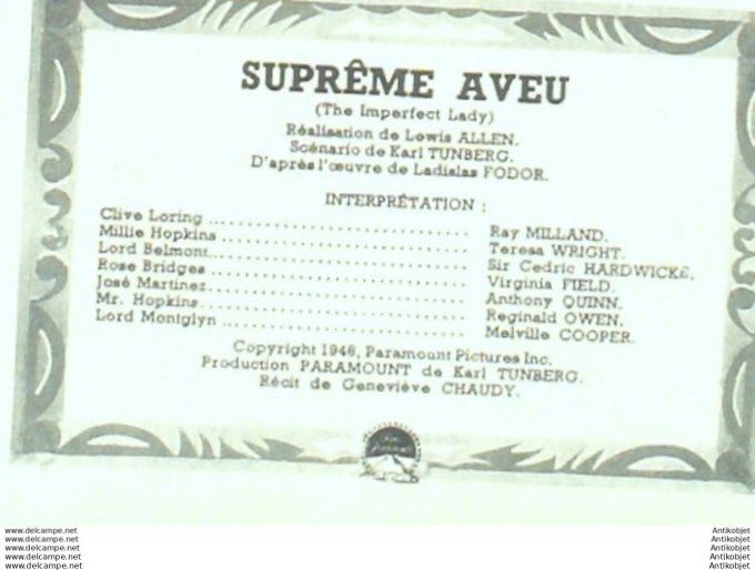 Mon Film 140 49-04-27 Supreme aveu Lea Veuray Milland Anthony Quinn