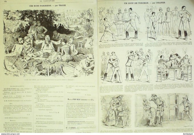 La Caricature 1882 #126 Coup de torchon Draner Excursion du Salon Robida Trock