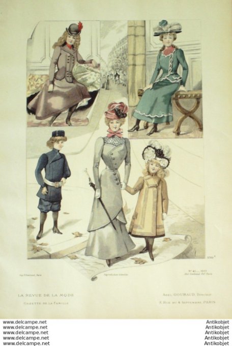 Gravure Mode Le Moniteur 1899 # 43 (Old Fashion plate)