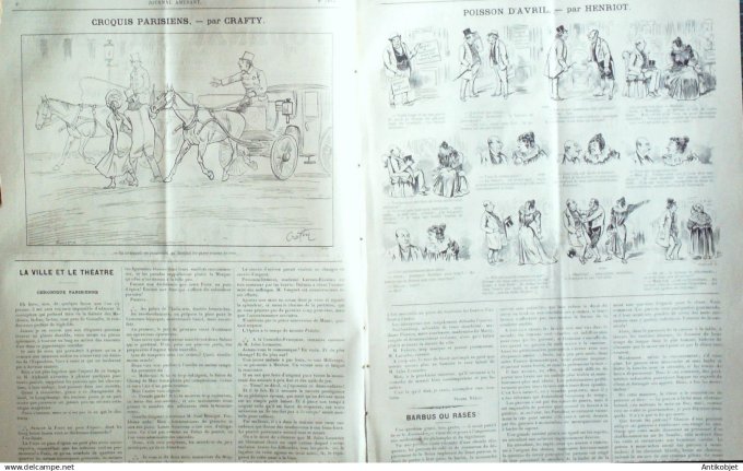 Le Journal Amusant 1890 n°1804 Fantasia Th éâtre Musotte semaine de Pâques poisson d'avril