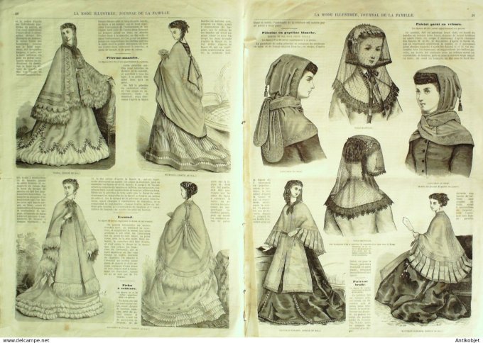 La Mode illustrée journal + gravure 1868 #  3