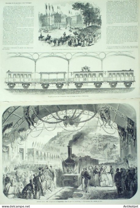 Le Monde illustré 1858 n° 70 Caen (14) Nantes (44) Cherbourg (50 yacht Victoria Albert