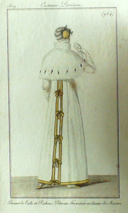 Gravure Mode Costume Parisien 1809 #  964 (eau forte old Fashion plate