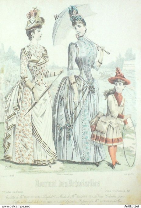 Gravure Mode J.Demoiselles 1888 # 4679 (Old Fashion plate)