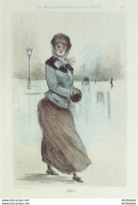 Gravure Mode Boutet (pointe seche aquarellee old Fashion plate) Pl 82-1902