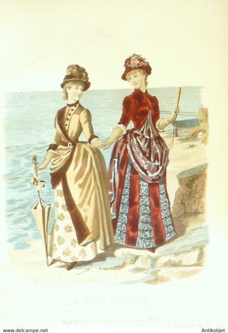 Gravure de mode La Mode illustrée 1884 n°29 (Maison Bréant-Castel) Maritime