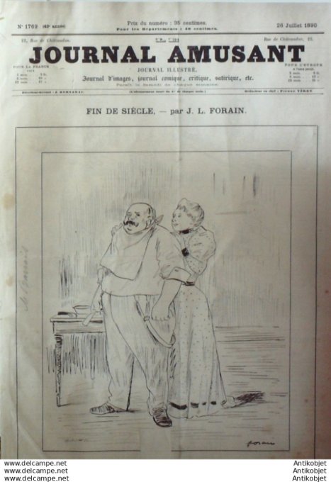 Le Journal Amusant 1890 # 1769 Dans la baille par Paul Leonnec Italia Bella notes humoristiques par 