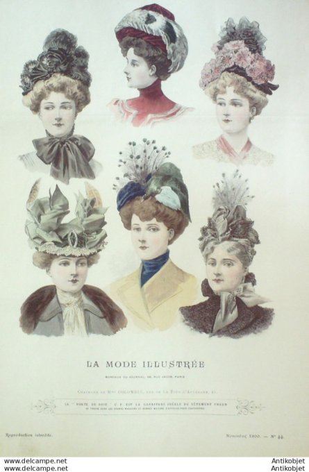 Gravure Mode illustree 1900 # 44 (Old Fashion plate) rare