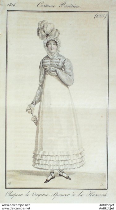 Costume Parisien 1816 # 1565 Spencer à la Hussarde