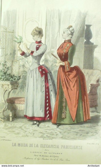 Gravure Mode Elegance Parisienne 1885 # 04 (Old Fashion plate)