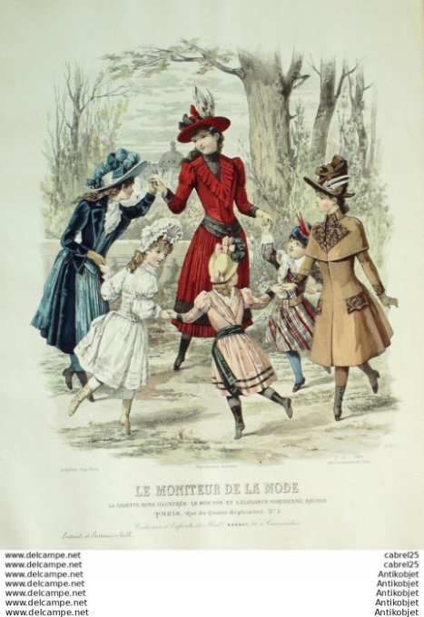 Gravure Mode Le Moniteur 1889 # 13 (Old Fashion plate)