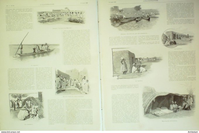 L'illustration 1896 n°2791 Siam Kraal éléphants Bateau rouleur Bazin Mali Tombouctou Dienné